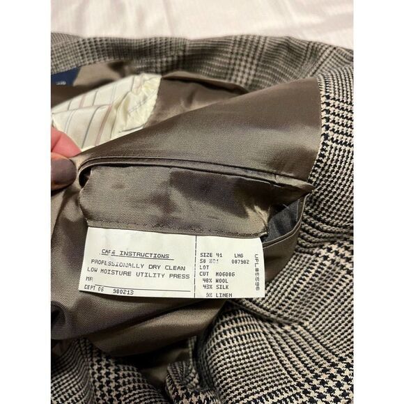 Polo by Ralph Lauren Men's Sports Coat Glen Plaid Wool Silk Linen Size 41‎ Long - Picture 8 of 9